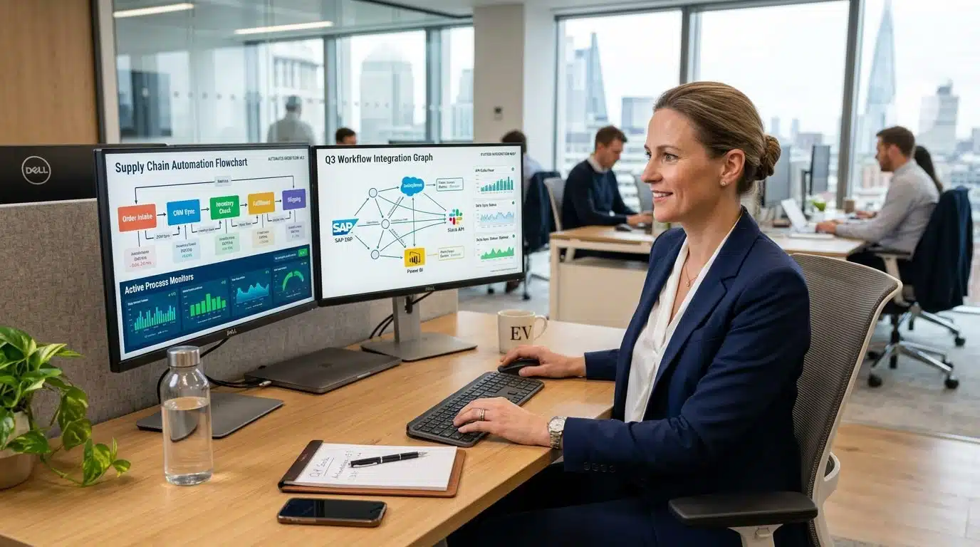 Manager reviewing leads captured by an AI chatbot on a small business dashboard