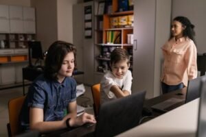 Small Business Websites 48 Students learning on laptops in a classroom